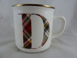 Pottery Barn Plaid Letter D Initial Monogram Mug Cup 15 Oz Capacity Pottery Barn - $14.73