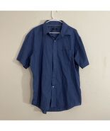 Van Heusen Button Down Short Sleeve XL Shirt Top Men Pocketed Micro Chec... - €12,00 EUR