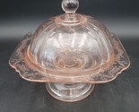 Vintage Pink Depression Glass “Madrid” Pattern-Butter/Cheese Dish &amp; Dome... - £19.45 GBP