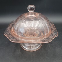 Vintage Pink Depression Glass “Madrid” Pattern-Butter/Cheese Dish &amp; Dome... - £19.46 GBP