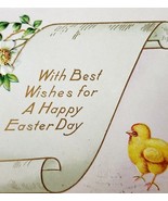 Happy Easter Greeting 1910-19 Postcard Embossed Chick Scroll Floral PCBG6D - $27.32 CAD