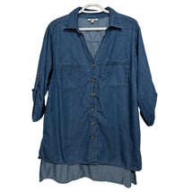 Mileage Women&#39;s Demin Blue Jean High Low Blouse Quarter Sleeves Size 3X  - $18.70