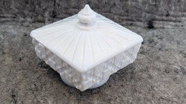 Vintage Milk Glass OLD QUILT Pattern Covered Candy Dish COMPOTE - $8.99