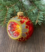 Handmade indent glass ornament, Christmas gift, Blown Glass Christmas de... - £13.78 GBP