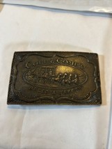 Vintage Cobb &amp; Compy Brass Belt Buckle Speed &amp; Safety Wagons Old West Style - £8.53 GBP