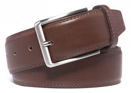 Brown Men&#39;s Leather Dress Belt with Single Prong Buckle Belts Size 34-36 - £12.62 GBP