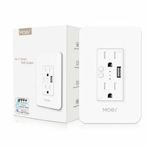 Moes Wifi Smart Wall Outlet,15A Divided Control 2 In Wall Socket With, 2.4G Wifi - $30.99