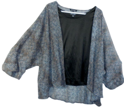 Womens Large Dressy Blouse Top Geometric Jacket over Tank 3/4 Sleeves No... - $8.86