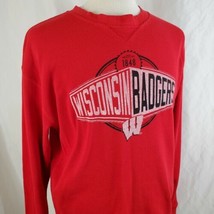 Wisconsin Badgers Long Sleeve Shirt Large Waffle Knit Thermal Crew Neck Bucky - £12.57 GBP