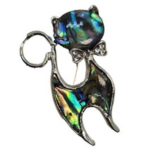 Womens Fashion Brooch Pendant Cat Blue Bow Tie Modern Silver Tone Sleek 2&quot; - £11.46 GBP