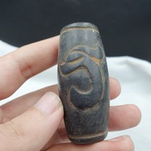 Antique Black Magnetic Stone mysterious animal carving Jade Amulet Stone MG-7 - £46.66 GBP