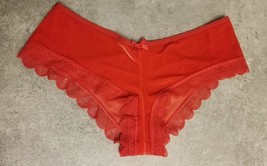 Victoria&#39;s Secret M Bikini Very Sexy Cheeky Panty Red Velvet Peek-a-boo Back - £18.79 GBP