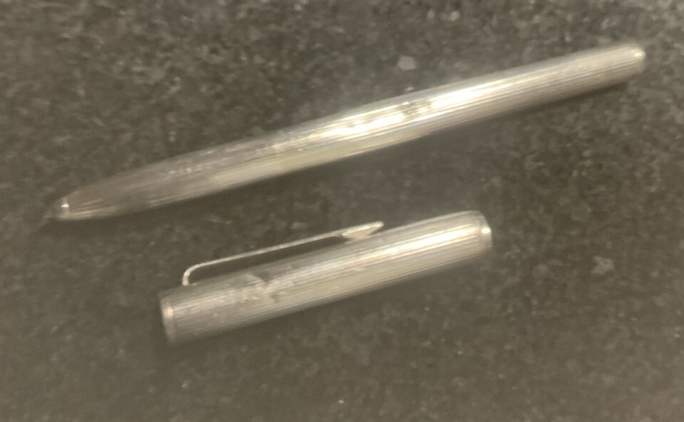 Vintage Alfred Dunhill Sterling Silver Pinstripe Ballpoint Pen Blue Ink *READ* Item image 3