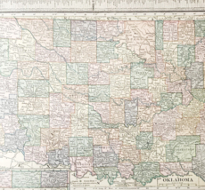 1917 Oklahoma State Map Antique Atlas Of The World WW1 Era US DWUU1A - $554.45 MXN