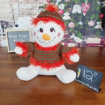 Snowman Plush 12&quot; Sweater Frills Christmas Holiday NEN - £7.47 GBP