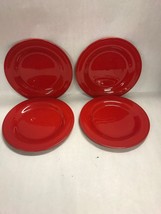 Red Dinner Plates~10.5 Inch Made In Italy Crate And Barrel 4 Pieces - £39.56 GBP