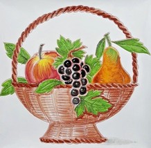 Wall Fruit Basket Hanging Plate 11 1/2&quot; Sq Italian Hand Painted and Signed - $18.69