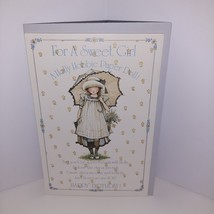 Vtg Holly Hobbie Punch Out Paper Doll Card Happy Birthday Umbrella Card w/Envlop - £11.76 GBP