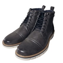 Vance &amp; Co Mens Dark Grey Vegan Leather Lucien Lace Up Cap Toe Ankle Boots Sz 13 - £79.08 GBP