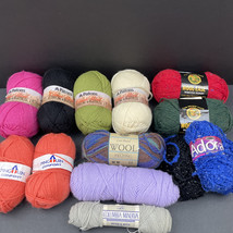 Lot of 14 Skeins 11 Wool Yarn Patons Minerva Lion Pingouin Mixed Lot 3 Andora - $27.55