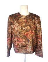 Vintage Andre Barreau Brocade Style Blazer Jacket Size 12 Brown Floral USA - £13.69 GBP