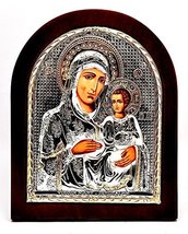 Virgin Mary of Jerusalem Byzantine Icon Silver 925 Treated Size 25x20cm'' - $97.90