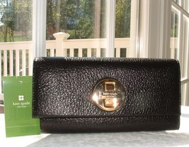 Kate Spade Cyndy Bexley Shiny Black Leather Wallet Nwt $225+ - £143.16 GBP