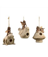 Fairy on Frog Bird House 9&quot; High Copper Look Hanging Garden Poly Stone - £30.75 GBP