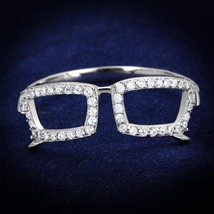 Unique Round Cut Pave Cz Eye Glasses Shape Band 925 Sterling Silver Promise Ring - £64.58 GBP