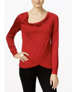 NWT Women&#39;s INC International Concepts Red Draped Metallic Sweater Sz Small - €13,31 EUR