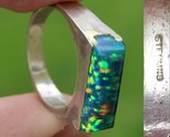 STERLING SILVER &amp; OPAL mens ladies ring SIZE 9 blue green .925 Estate Sale! - £39.95 GBP