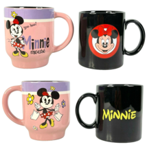 Minnie Mouse Disney 2 Coffee Mug Cup Bundle Pie Eye Pink Vtg Japan 1990s Ceramic - $38.49