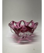 Vintage Art Glass Centerpiece Bowl Pink Cranberry Mid Century Modern Fre... - £79.00 GBP