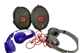 Beats by Dr. Dre ~ Beats Solo HD Purple &amp; Beats Solo Black In Cases - 2 Pair - £40.19 GBP