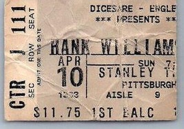 Hank Williams Jr.Concerto Ticket Stub Aprile 10 1983 Pittsburgh Pennsylv... - £35.92 GBP