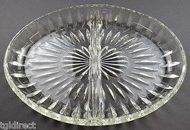 Vintage Clear Pressed Glass 2 Part Relish Dish 9.5&quot; Wide Tableware Serveware - £13.91 GBP