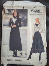 1980&#39;s VTG VOGUE Misses&#39; Jacket &amp; Skirt Blouse Ralph Lauren Pattern 1065... - £22.57 GBP