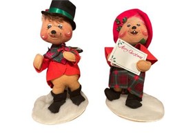 Annalee Doll Caroling Boy &amp; Girl Bear Christmas Plush Carolers #8055 #8061 Decor - £31.65 GBP