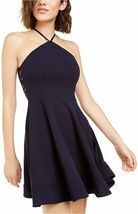 My Michella Sequin Heart Womens Sequined Lace Back Social Dress Navy 13 - £28.05 GBP