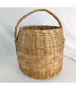 Vintage Large 16&quot; Beehive Woven Rattan Sewing Basket with Top Handle, Ya... - $44.82 CAD