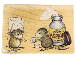 Stampabilities House Mouse Rubber Stamp Chewable Aspirin Friends Get Wel... - $20.45