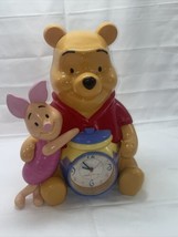 Disney Winnie the Pooh and Piglet Musical Coin Bank Alarm Clock VTG - £19.95 GBP