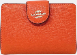 Coach Womens 6390 Crossgrain Leather Corner Zip Wallet,  Mango Orange 8334-4 - £101.27 GBP