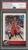 2015-16 Donruss Rated Rookie #245 Delon Wright Signed Card AUTO 10 PSA Slabbed R - £55.12 GBP