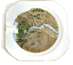 Occupied Japan Vintage Trinket Coin Candy Dish Plate Mountain Scene - £21.46 GBP