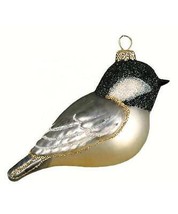 Black Capped Chickadee Blown Glass Handcrafted Bird Christmas Ornament NIB - $22.76