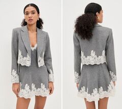 2025 NEW AUTHENTIC LoveShackFancy Grey Icarus Cropped Lace-Trimmed Blaze... - €246,41 EUR