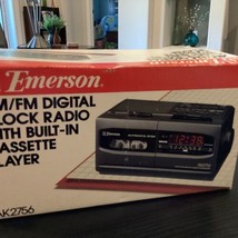 Vintage EMERSON FM/AM Cassette Player Clock Radio - Alarm Model AK2756 - £34.95 GBP