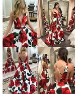 Floral Rose Print Sweep Train Prom Dresses  - £143.96 GBP+