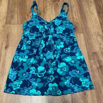 LL Bean Womens Shaping Soft-Drape Floral Babydoll Tankini Swim Top Size 12 NEW - £28.38 GBP